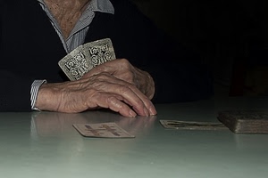 mani, carte, gioco, briscola, mazzo, scopa, tavolo, giocare, anziano, due