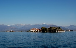 lago, acqua, montagne, isole, isola, panorama, cielo, giardino