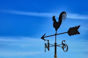 gallo, freccia, banderuola, cielo, lettere, azzurro, nuvole, nord, sud, est, ovest, ferro, vento, nero, punti, cardinali, asta, venti