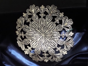 argento, filigrana, gioiello, spilla, blu, fiore, fiori, prezioso, foglie, centro, metallo, raso