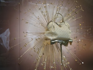 vetrina, borsa, raggi, oro, piedistallo, supporto, vetro, beige, bianco