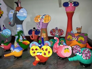elefanti, colori, orecchie, pupazzi, multicolore, giocattoli, proboscidi, tavolo, giallo, rosso, elefante, occhi