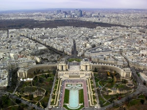 panorama, città, giardini, giardino, grattacieli, palazzo, palazzi, fontana, colonnato