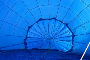 blu, azzurro, paracadute, tela, mongolfiera, aria, righe, cerchio, geometrico, raggi