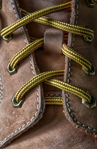 scarpa, lacci, marrone, giallo, cuoio, scarpe, scarponi, occhielli, pelle
