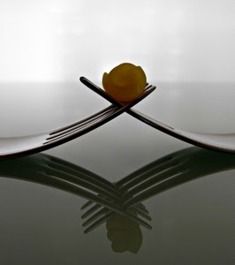 forchette, riflesso, pasta, grigio, due, rebbi