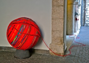 filo, gomitolo, rosso, sfera, angolo, colonne, palla, muro