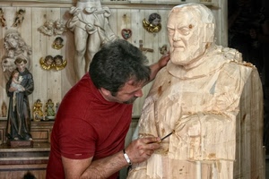 legno, scultore, statua, artigianato, scalpello, scultura, mani, statue, rosso