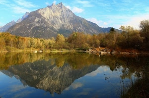 lago, montagna, alberi, riflesso, acqua, cielo, riflessi