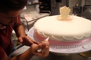 torta, mani, decorazione, rosa, dolce, bianco, pasticciere, artigiano, cibo, glassa, decori