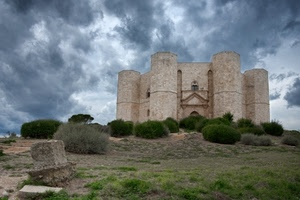 castello, cespugli, nuvole, cielo, torri, prato, verde, medioevo, pietra