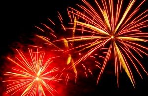 rosso, fuochi, giallo, notte, cielo, arancione, artificiali, nero, raggi, luci, scoppio, artificio, fiori, stelle, colori, pirotecnici, strisce, notturno