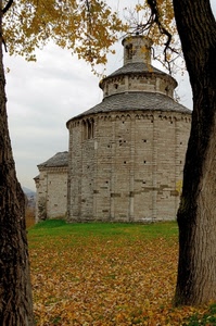 foglie, alberi, chiesa, autunno, giallo, rami, tronchi