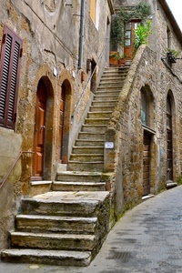 porte, scala, finestre, piante, gradini, borgo, vasi, scalinata, strada, numero, finestra, scalini, verde, pietre, archi, persiana, civico, vicolo