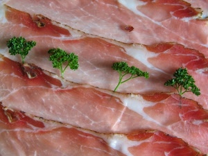 prezzemolo, speck, cibo, verde, fette, prosciutto, grasso, affettato, rosso, salumi