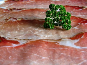 verde, prosciutto, fette, grasso, salume, prezzemolo, cibo, rosa, speck